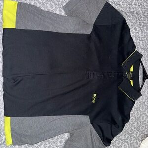 BOSS Polo Shirt in Black, Gray, and Yellow